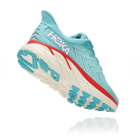 HOKA Women's Clifton 8 Running Shoes - Teal and Red - Picture 2 of 16